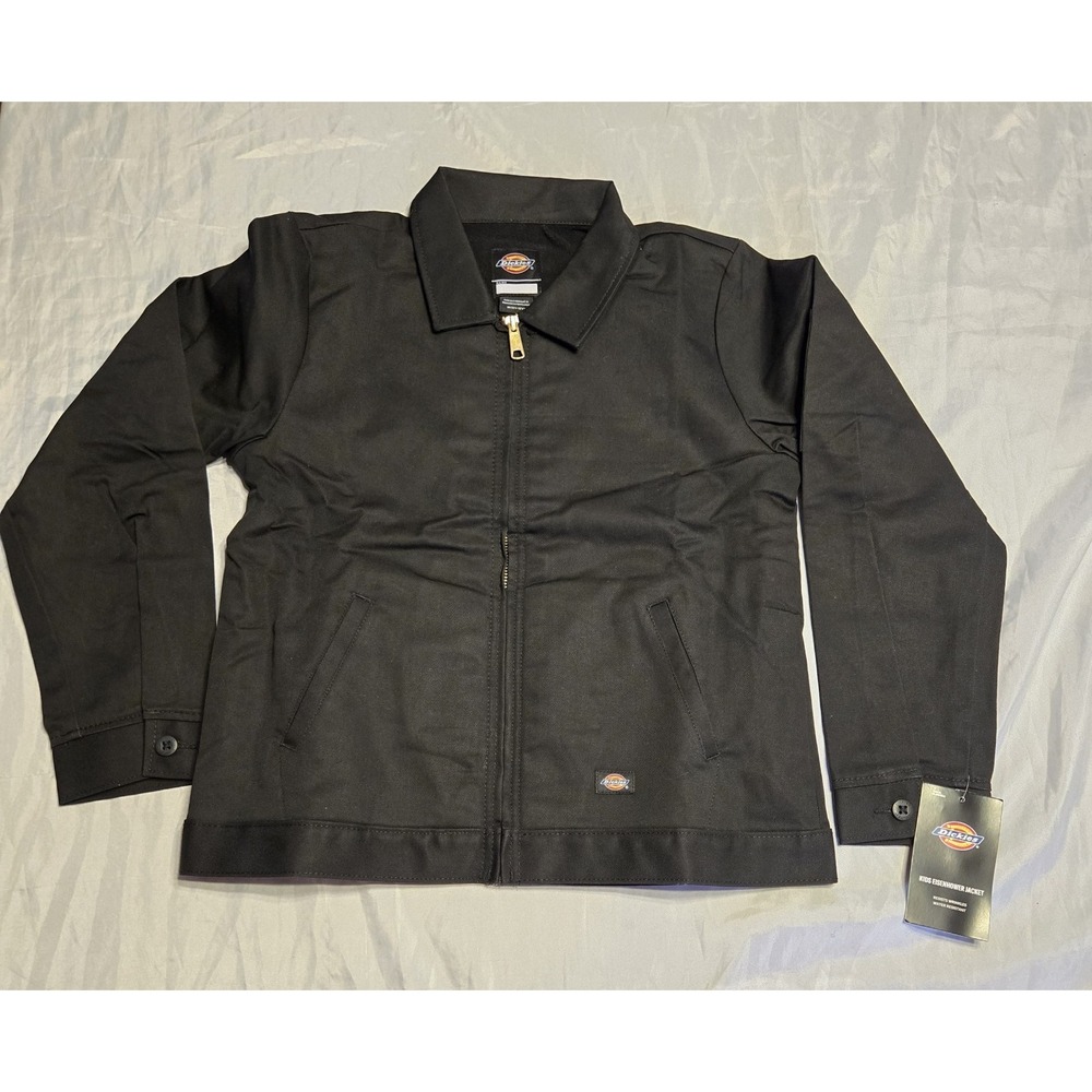 Dickies‎ Eisenhower Jacket Med 10/12 Youth Black Fleece Lined Mechanic Full Zip